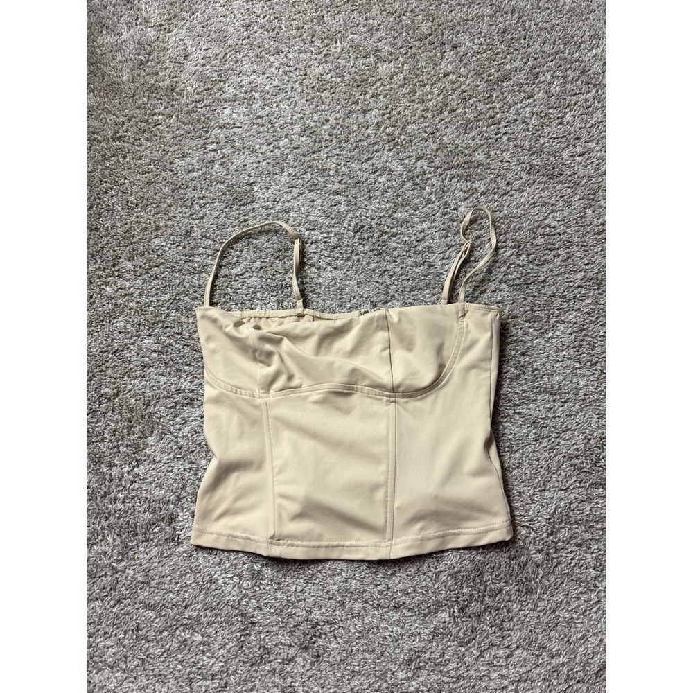 Edikted Corset Top Beige Tan Bustier Camisole Zipper Back Size Medium